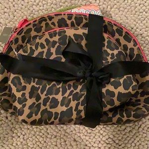 J Crew leopard print vinyl toiletry bags
